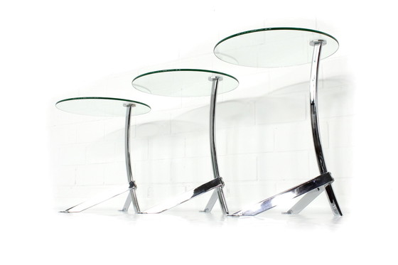 Image 1 of Italian nesting tables / nesting tables with chrome and glass, as new!