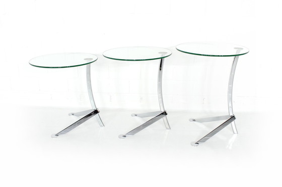 Image 1 of Italian nesting tables / nesting tables with chrome and glass, as new!