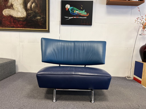 Fauteuil Leolux Akka cuir bleu