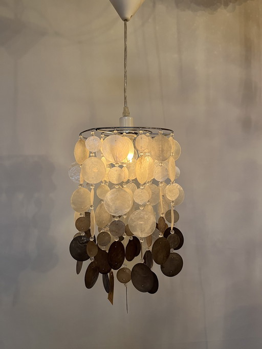 Lampe pendante vintage capiz shell perle Chrome
