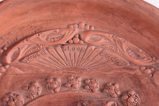 Image 1 of Terracotta Wall Plate 100 years of Freedom 1813-1913 orange house