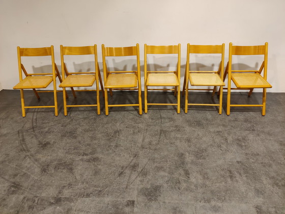 Image 1 of 6 Vintage rattan folding chairs, 1960s