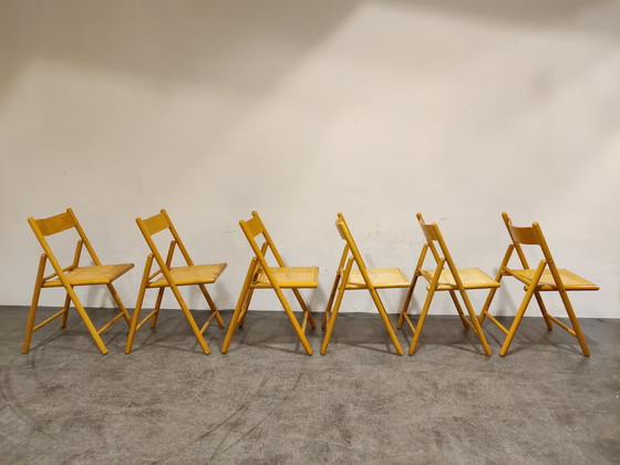 Image 1 of 6 Vintage rattan folding chairs, 1960s