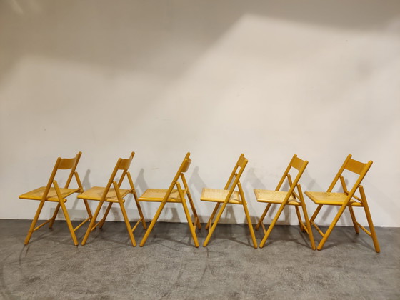 Image 1 of 6 Vintage rattan folding chairs, 1960s