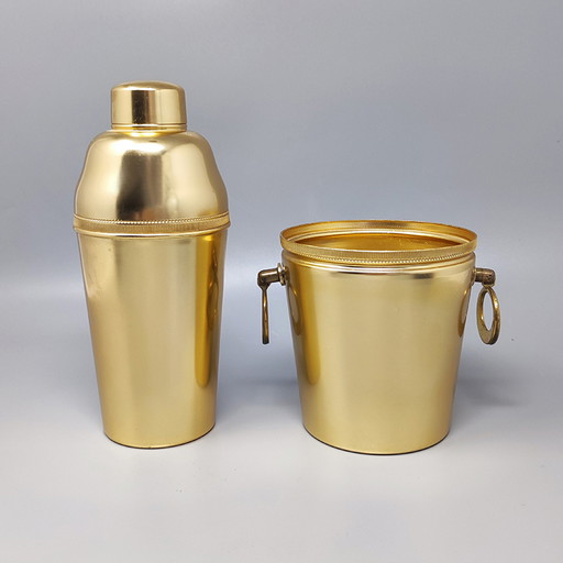 Vintage Cocktail Shaker With Ice Bucket in Aluminium. Made in Italy