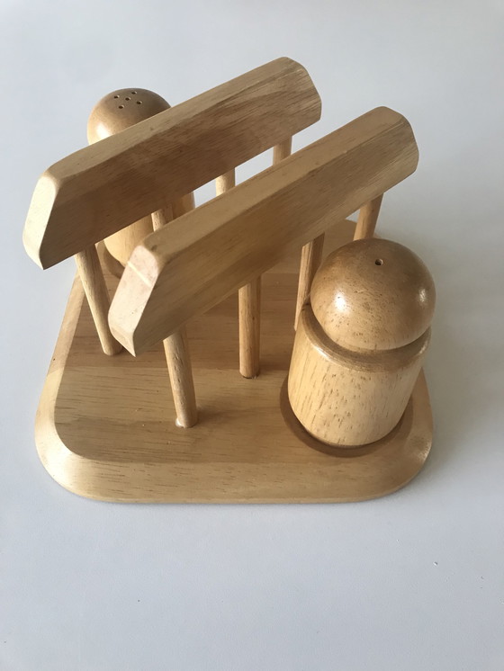 Image 1 of Scandinavian napkin holder + salt and pepper set