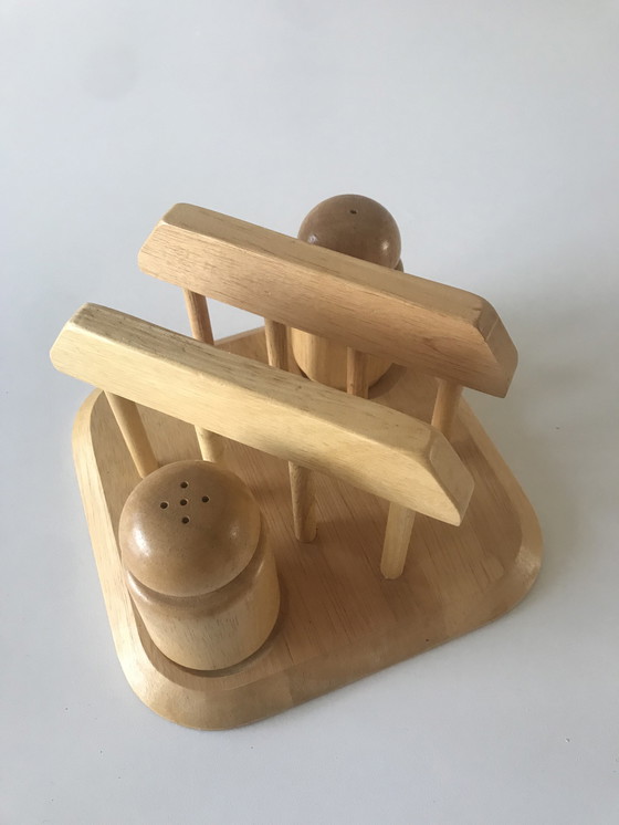 Image 1 of Scandinavian napkin holder + salt and pepper set