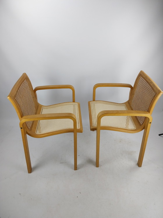 Image 1 of Beech wood and webbing chair by Olivo Pietro Italy 1970s 