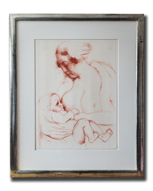 Toon Kelder - Nursing mother - Sanguine on paper