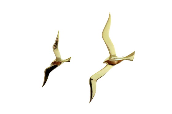 Image 1 of Set of 2 brass seagulls