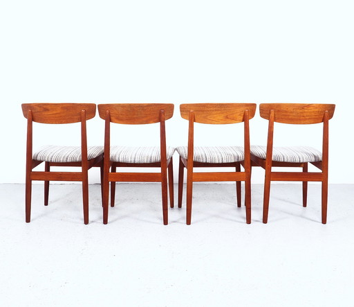 Ensemble de chaises de table de salle à manger en teck, design danois, années 1960