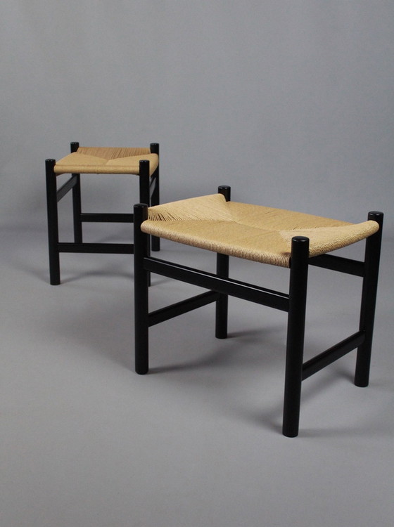 Image 1 of 2x Hans J Wegner Carl Hansen & Son tabouret CH53