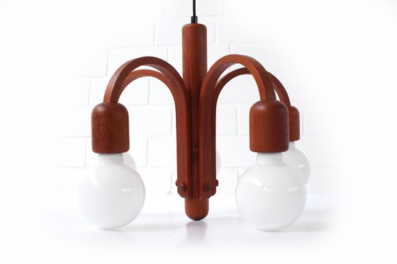 Image 1 of as new, DOMUS Danish Mid Century Teak Hanging Lamp / suspension, lustre, ampoule incluse, aucun signe d'usure