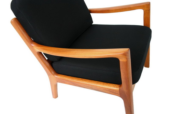 Image 1 of Ole Wanscher pour PJ Jeppesen, "Senator" Mid Century Danish Teak Lounge Chair / Fauteuil, nouvelle couverture