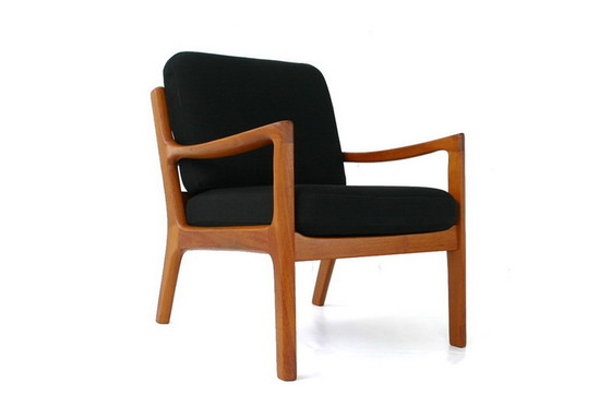 Image 1 of Ole Wanscher pour PJ Jeppesen, "Senator" Mid Century Danish Teak Lounge Chair / Fauteuil, nouvelle couverture