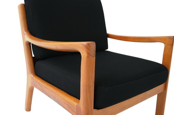 Image 1 of Ole Wanscher pour PJ Jeppesen, "Senator" Mid Century Danish Teak Lounge Chair / Fauteuil, nouvelle couverture