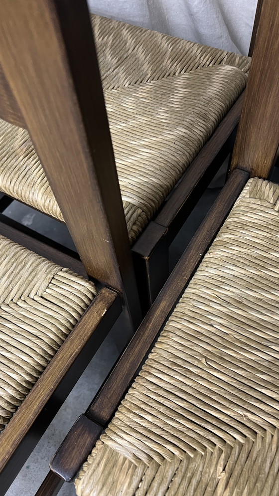 Image 1 of 6x dark brown chair with papercord seat