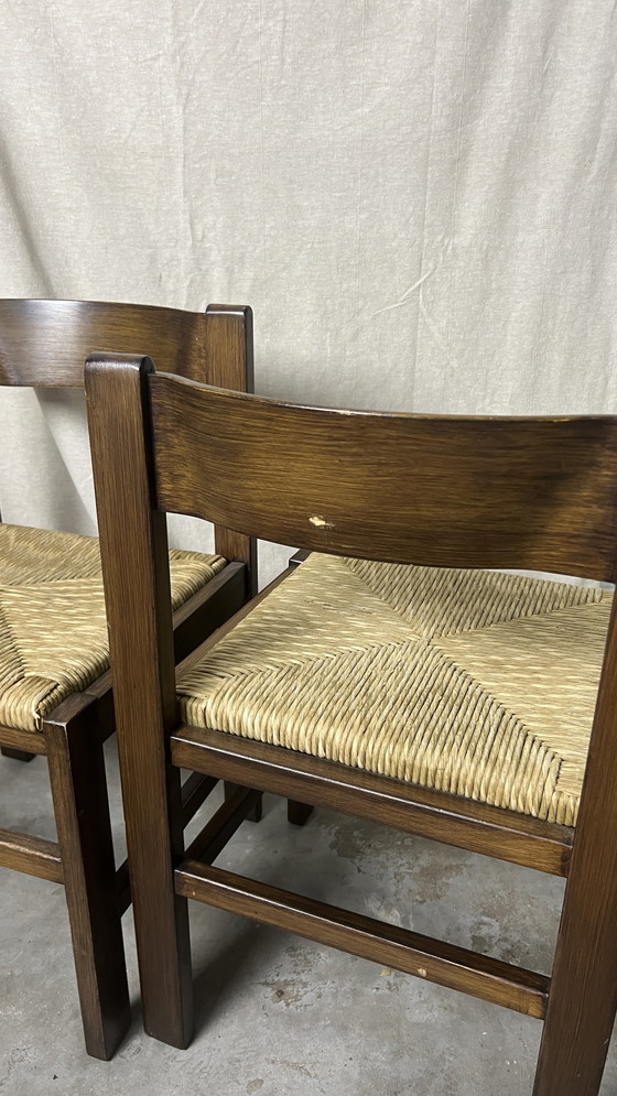 Image 1 of 6x dark brown chair with papercord seat