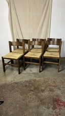 6x chaise marron foncé avec assise en corde de papier