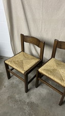 6x chaise marron foncé avec assise en corde de papier