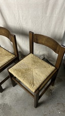 6x chaise marron foncé avec assise en corde de papier
