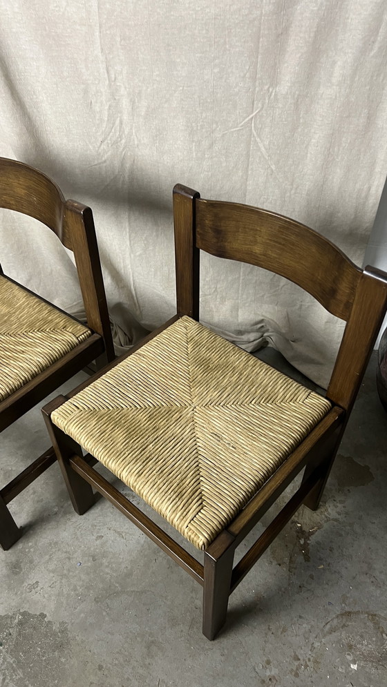 Image 1 of 6x dark brown chair with papercord seat