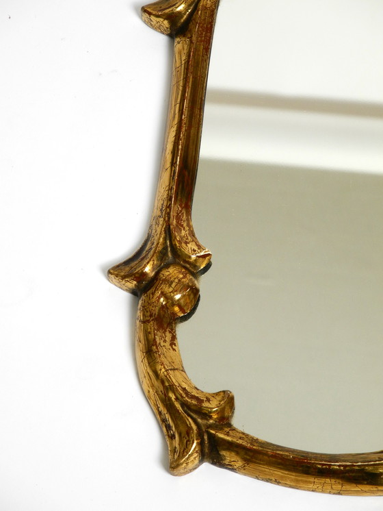 Image 1 of Beautiful Mid Century Modern wood gilded wall mirror