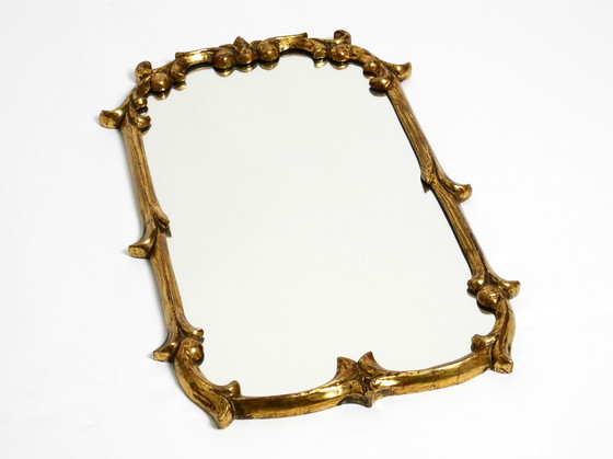 Image 1 of Beautiful Mid Century Modern wood gilded wall mirror