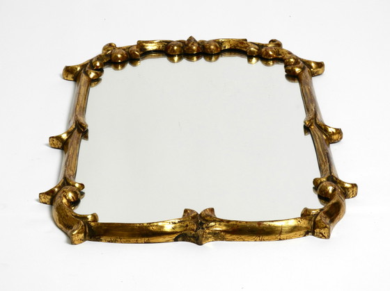 Image 1 of Beautiful Mid Century Modern wood gilded wall mirror