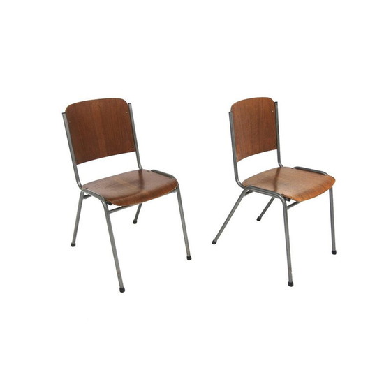 Image 1 of Pair of vintage teak and metal chairs, Sweden 1960