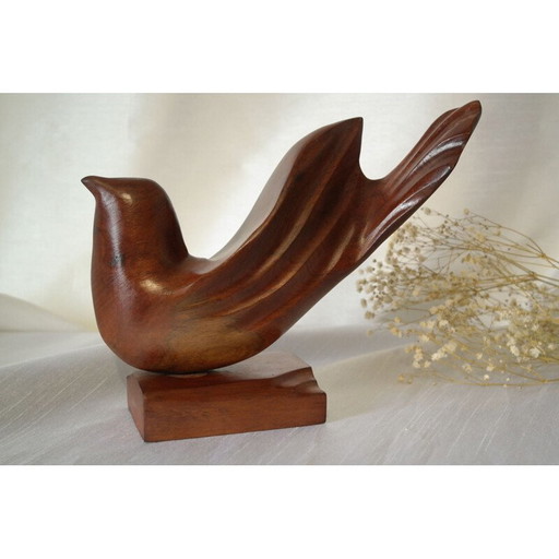 Sculpture d'oiseau vintage scandinave en bois