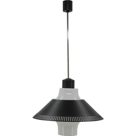 Image 1 of Lampe suspendue vintage en verre et métal par Napako, Tchécoslovaquie 1970