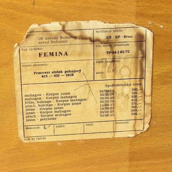 Image 1 of Bureau vintage en acajou, Tchécoslovaquie 1970