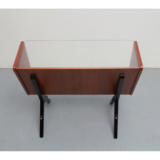 Image 1 of Meuble vintage en noyer et verre, années 1950