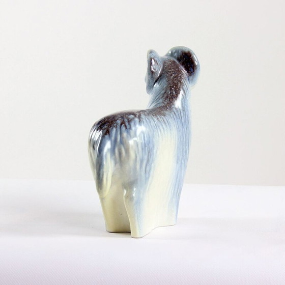 Image 1 of Sculpture vintage d'un mouton bélier en céramique émaillée, Tchécoslovaquie 1960