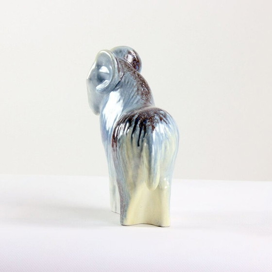 Image 1 of Sculpture vintage d'un mouton bélier en céramique émaillée, Tchécoslovaquie 1960