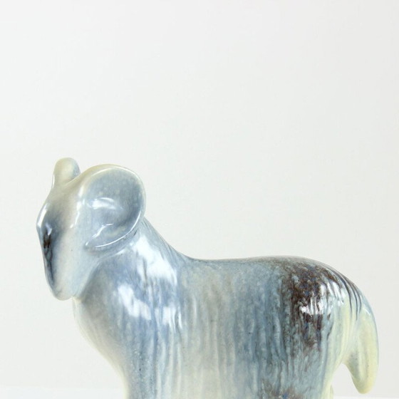 Image 1 of Sculpture vintage d'un mouton bélier en céramique émaillée, Tchécoslovaquie 1960