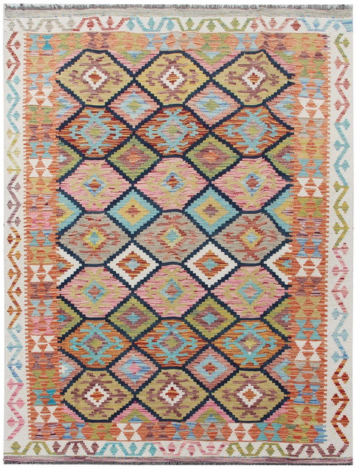 Kilim afghan tissé à la main - 197 X 150 cm - Nouveau