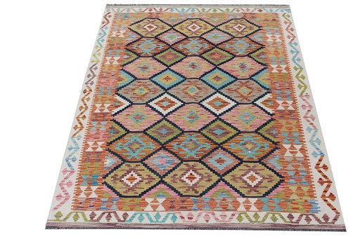 Kilim afghan tissé à la main - 197 X 150 cm - Nouveau