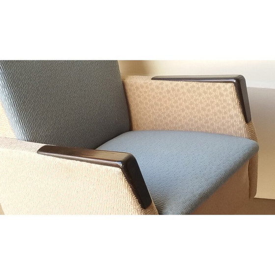 Image 1 of Paire de fauteuils en bois et tissu du milieu du siècle dernier - années 1950