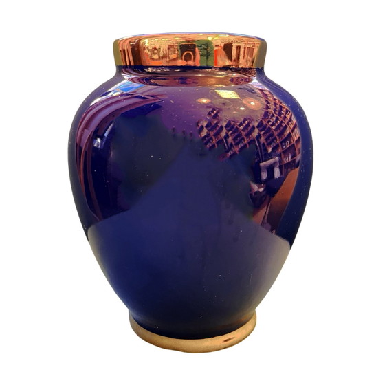 Image 1 of Vase en céramique bleu cobalt Allemagne 1970S