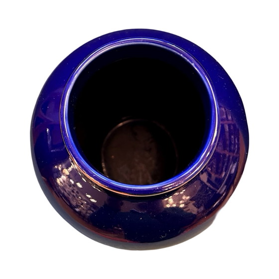 Image 1 of Vase en céramique bleu cobalt Allemagne 1970S