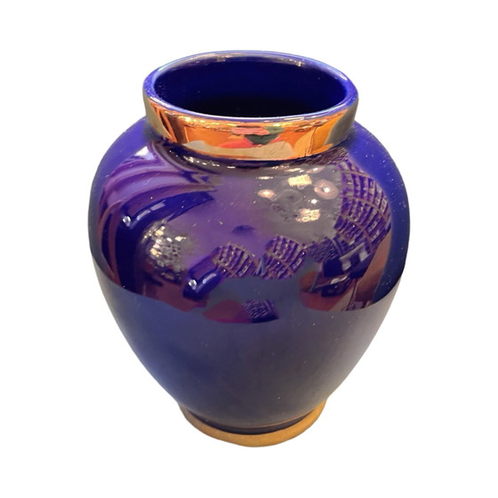 Image 1 of Vase en céramique bleu cobalt Allemagne 1970S
