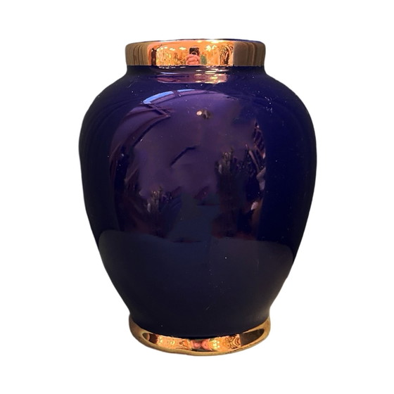 Image 1 of Vase en céramique bleu cobalt Allemagne 1970S