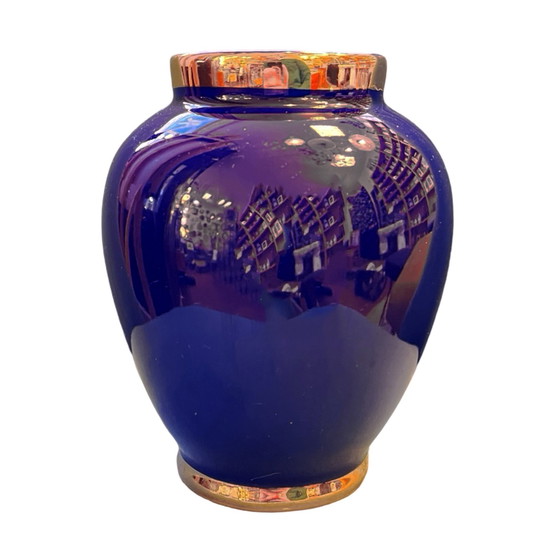 Image 1 of Vase en céramique bleu cobalt Allemagne 1970S