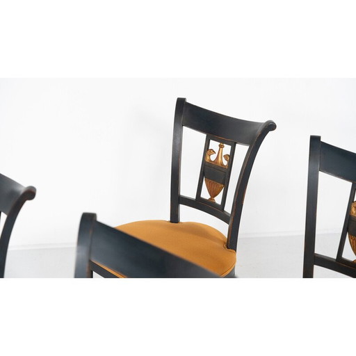 Ensemble de 6 chaises vintage noir et or