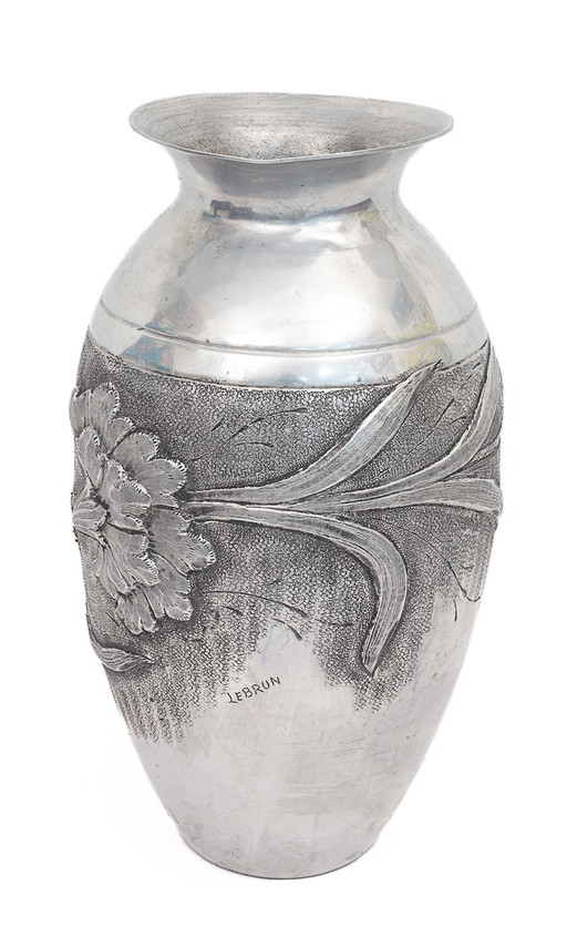 Vase Art Nouveau En Étain