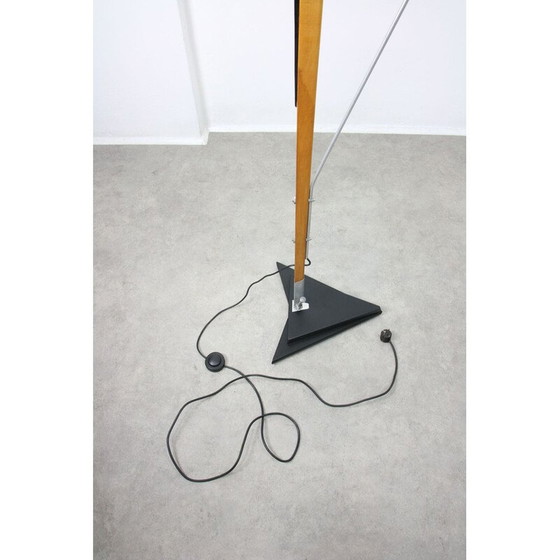 Image 1 of Lampadaire vintage en aluminium et bois avec réflecteur, Italie