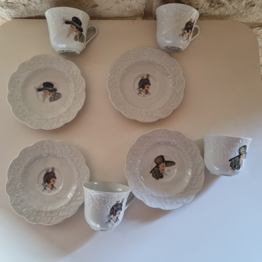 4 Tasses Et 4 Sous Tasses Lierre Sauvage Cnp France