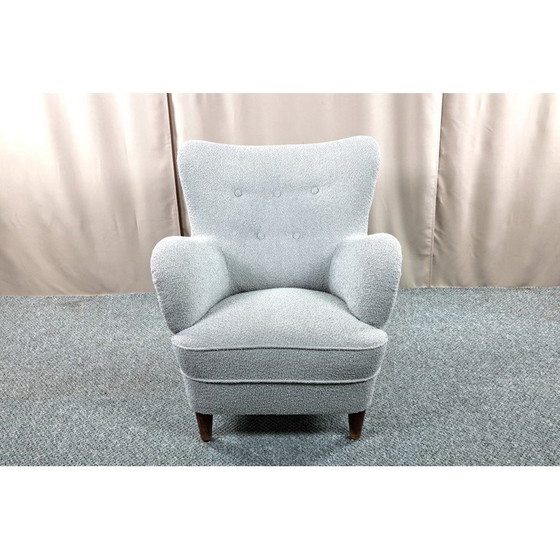 Image 1 of Fauteuil vintage en tissu Boucle, Scandinavie 1950